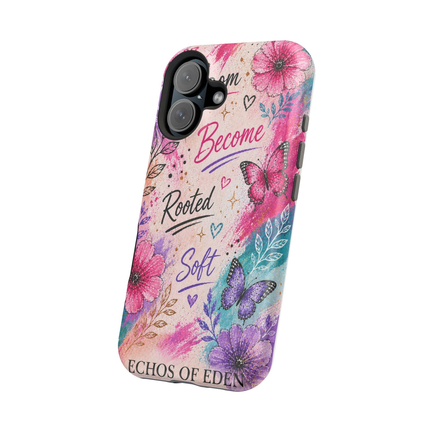 Floral 'Become Rooted, Soft' Magnetic Impact Phone Case
