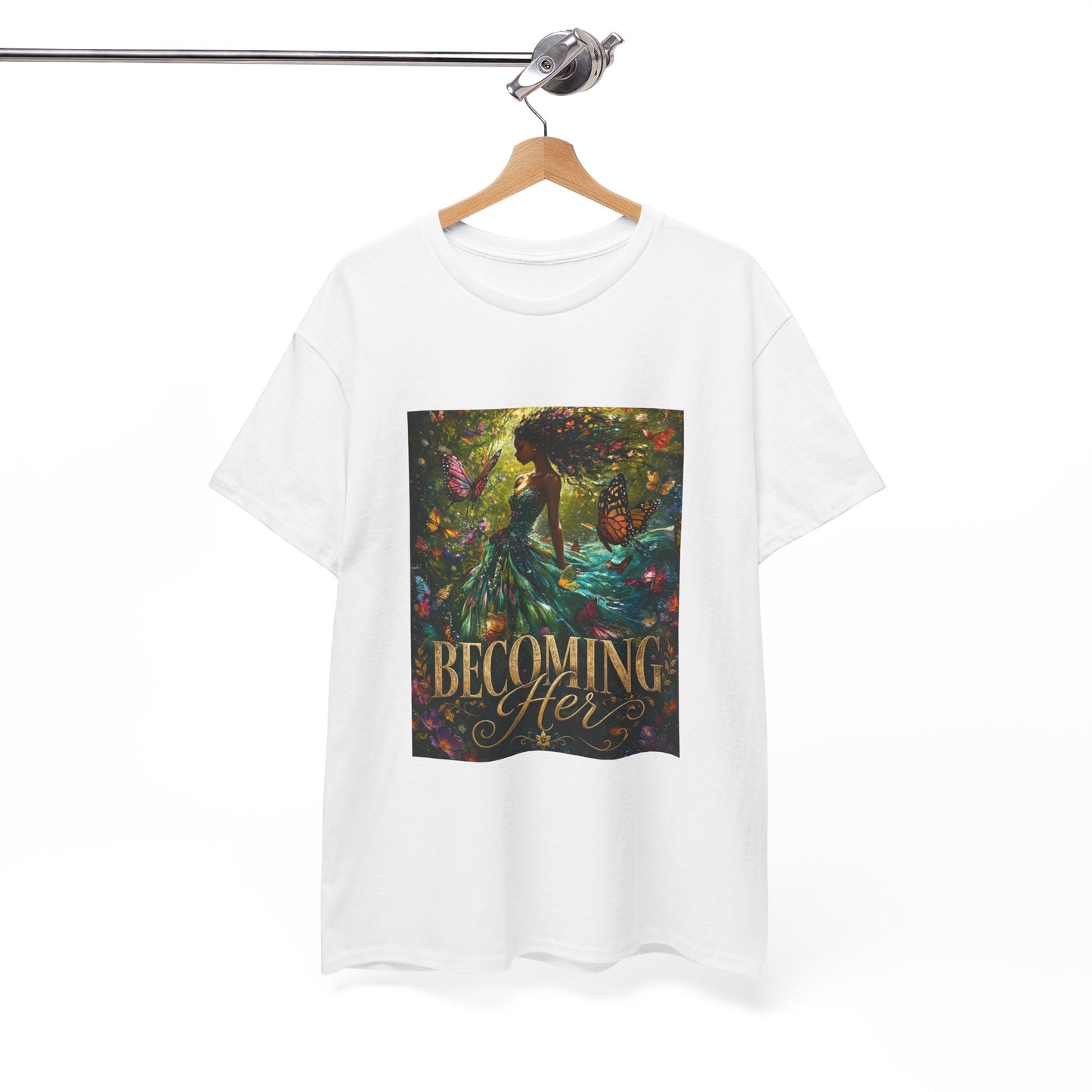 Becoming Her Graphic Tee | Inspirational Floral Mermaid Design