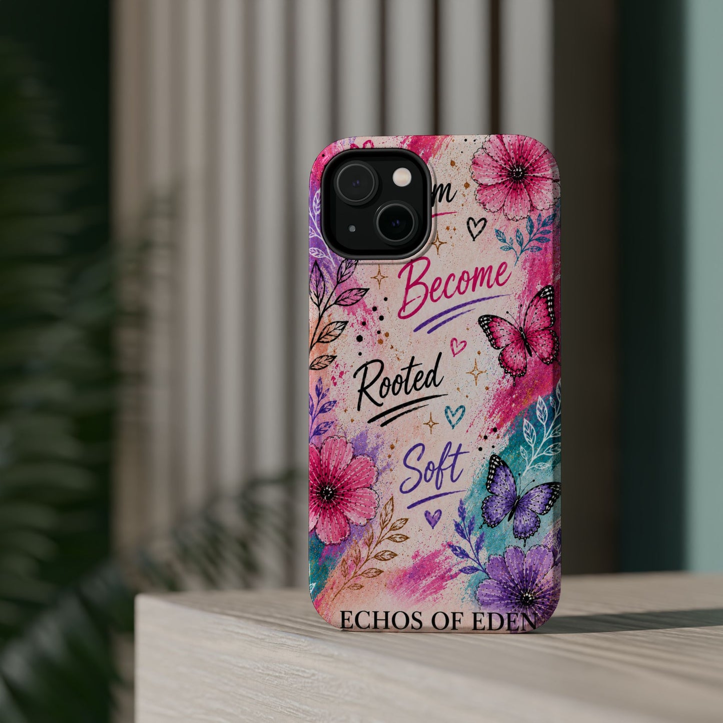 Floral 'Become Rooted, Soft' Magnetic Impact Phone Case