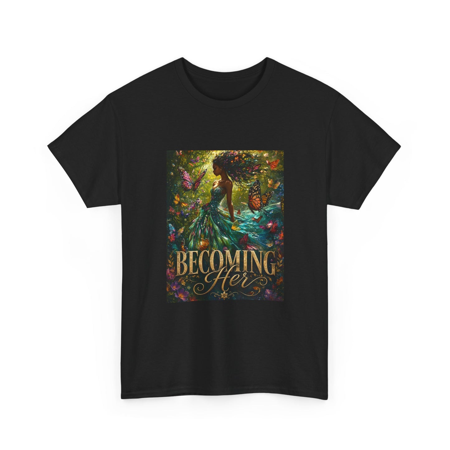 Becoming Her Graphic Tee | Inspirational Floral Mermaid Design