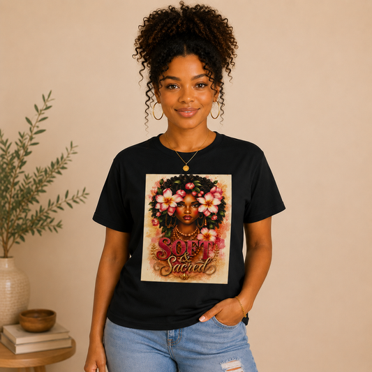 T-Shirt | 'Self-Sustained' Floral Afrocentric Portrait Tee