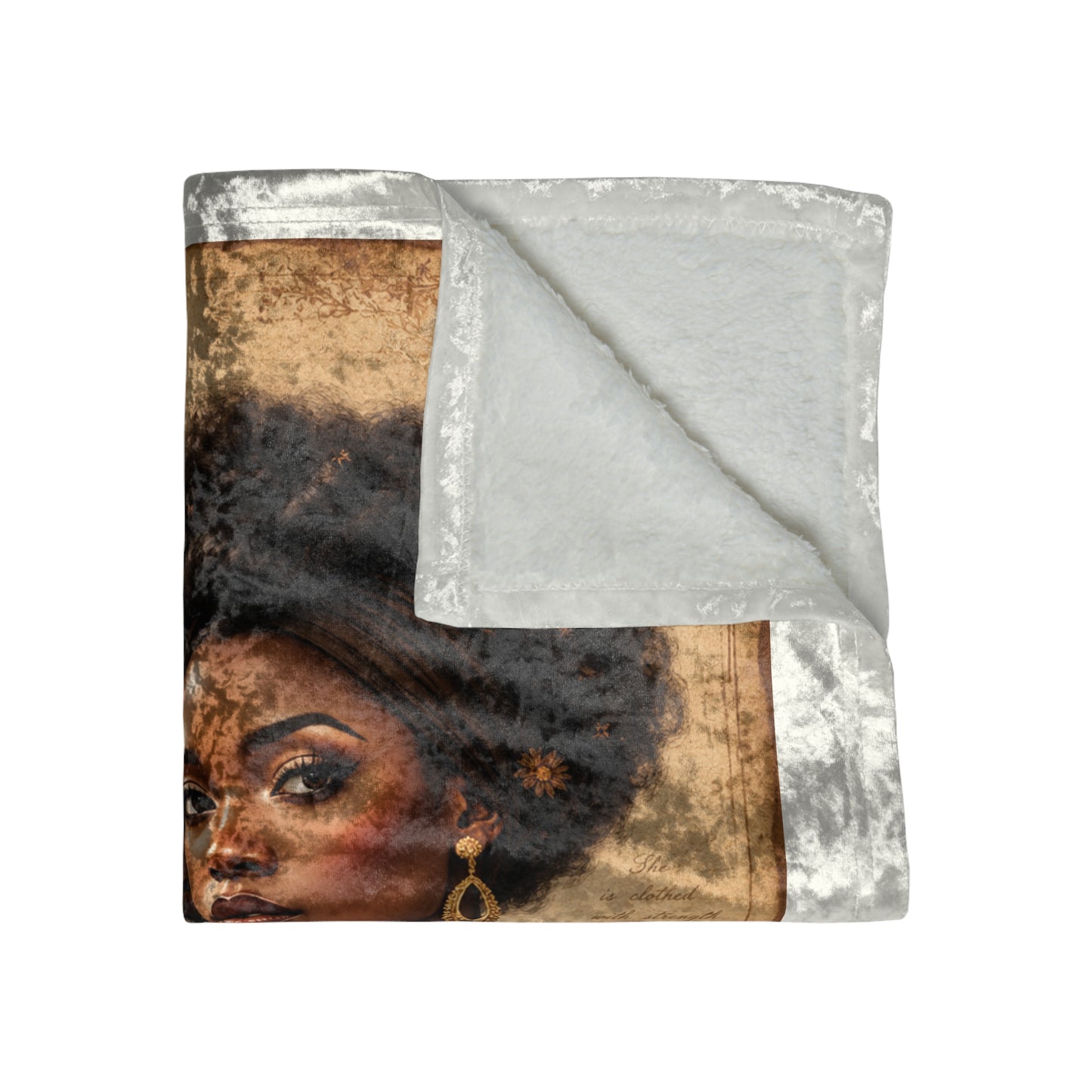 Crushed Velvet Blanket | Vintage Floral Portrait Throw Blanket