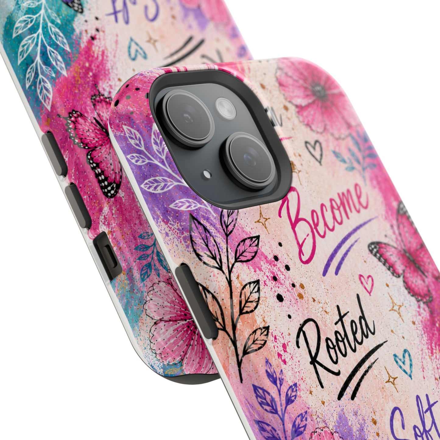 Floral 'Become Rooted, Soft' Magnetic Impact Phone Case