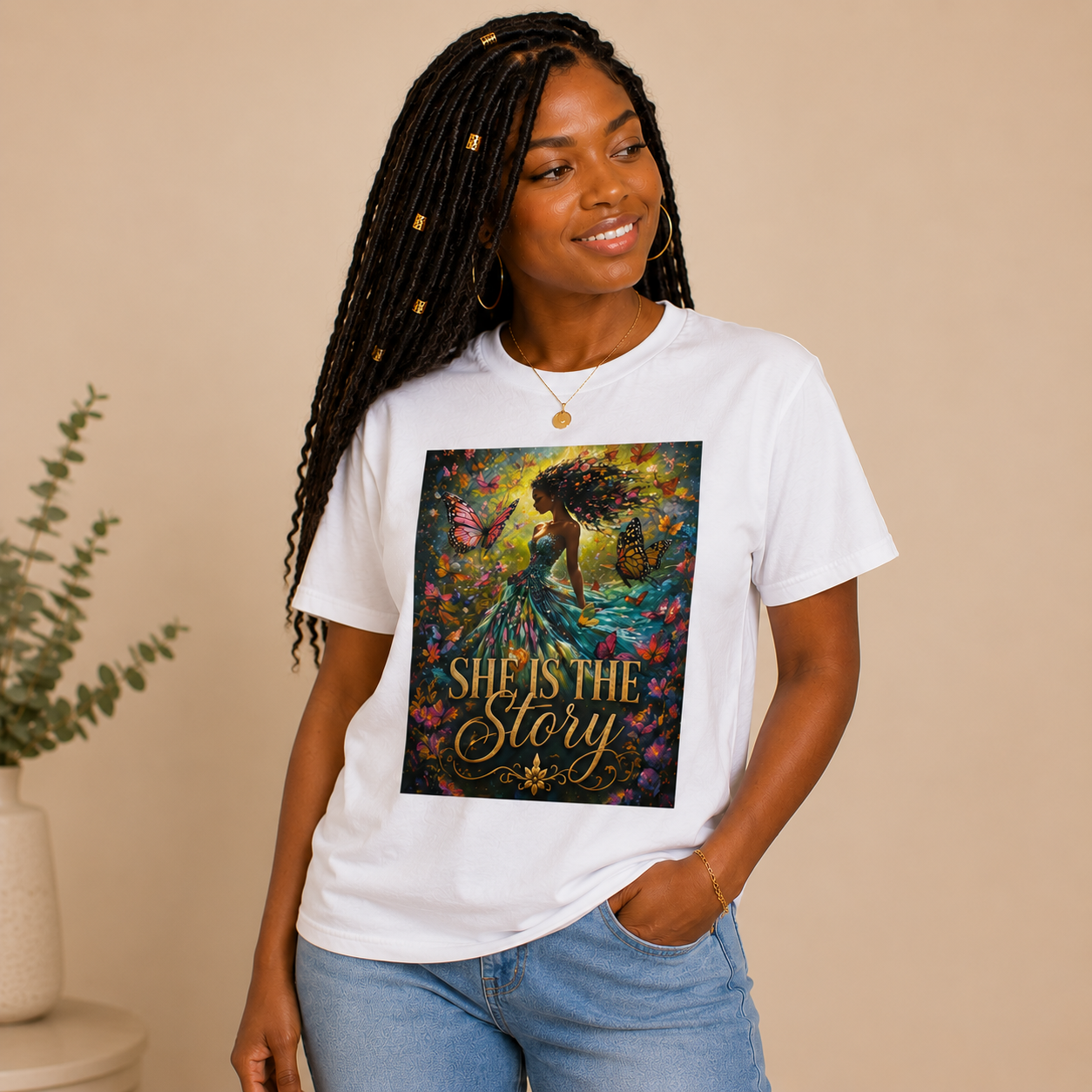 Becoming Her Graphic Tee | Inspirational Floral Mermaid Design