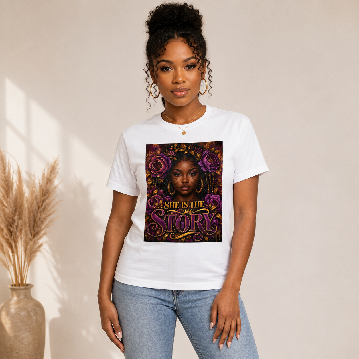 She Is The Story T-Shirt; Empowering Black Girl Magic Graphic Tee