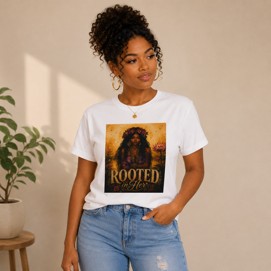 Rooted in Her T-Shirt | Empowering Floral Goddess Tee
