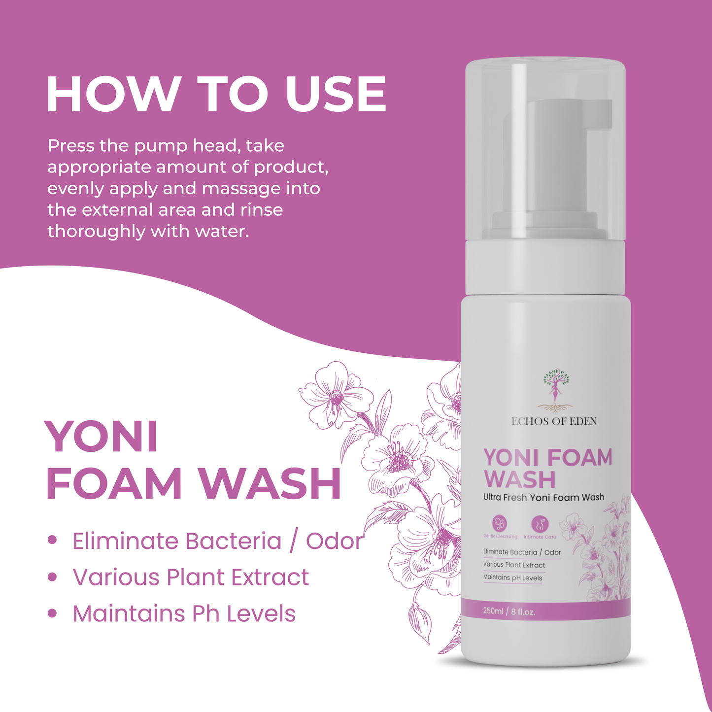 Echos of Eden Yoni Foam Wash - 8 fl oz/ 237 mL